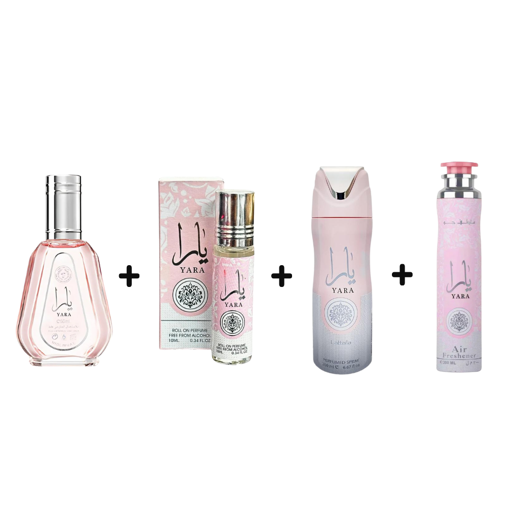 Yara 50ML + Air Freshener + Yara Deodorant + Yara Oil – Fragrance & Freshness Bundle